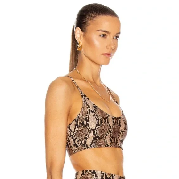 ALC x Bandier Scoop Neck Python Snakeskin Sports Bra XS NWT - Picture 4 of 7